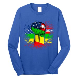 Fist Black History Month Juneteenth American Flag Great Gift Long Sleeve Shirt