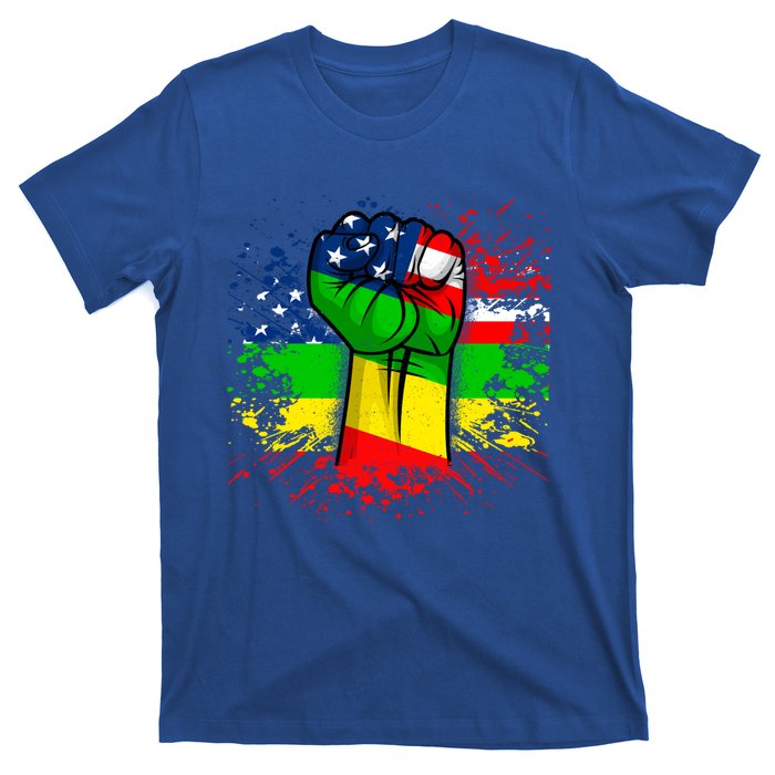 Fist Black History Month Juneteenth American Flag Great Gift T-Shirt