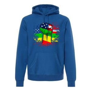 Fist Black History Month Juneteenth American Flag Great Gift Premium Hoodie