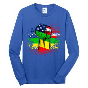 Fist Black History Month Juneteenth American Flag Great Gift Tall Long Sleeve T-Shirt