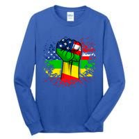 Fist Black History Month Juneteenth American Flag Great Gift Tall Long Sleeve T-Shirt