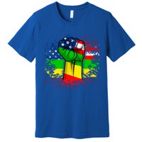 Fist Black History Month Juneteenth American Flag Great Gift Premium T-Shirt