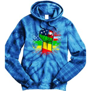 Fist Black History Month Juneteenth American Flag Great Gift Tie Dye Hoodie