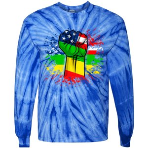 Fist Black History Month Juneteenth American Flag Great Gift Tie-Dye Long Sleeve Shirt