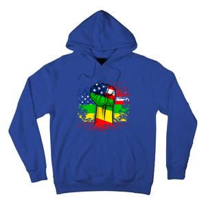 Fist Black History Month Juneteenth American Flag Great Gift Tall Hoodie