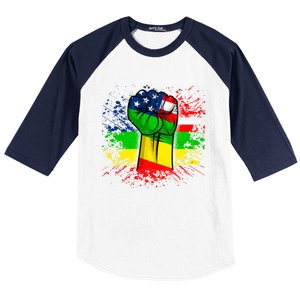 Fist Black History Month Juneteenth American Flag Great Gift Baseball Sleeve Shirt