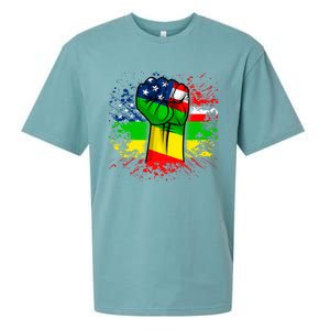 Fist Black History Month Juneteenth American Flag Great Gift Sueded Cloud Jersey T-Shirt