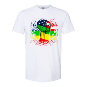 Fist Black History Month Juneteenth American Flag Great Gift Softstyle CVC T-Shirt