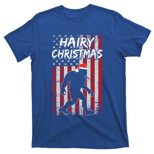 Funny Bigfoot Hairy Christmas Usa American Flag Patriotic Gift T-Shirt