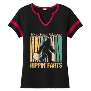 Funny Breaking Hearts Ripping Farts Sasquatch Bigfoot Ladies Halftime Notch Neck Tee