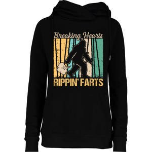 Funny Breaking Hearts Ripping Farts Sasquatch Bigfoot Womens Funnel Neck Pullover Hood