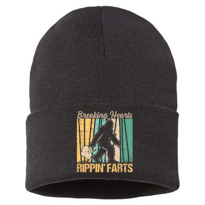 Funny Breaking Hearts Ripping Farts Sasquatch Bigfoot Sustainable Knit Beanie