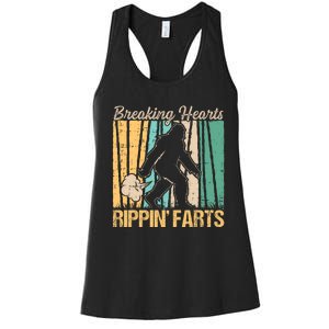 Funny Breaking Hearts Ripping Farts Sasquatch Bigfoot Women's Racerback Tank