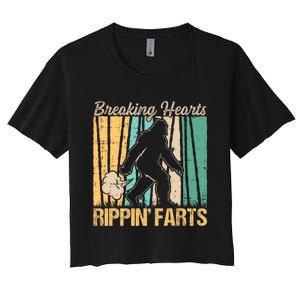 Funny Breaking Hearts Ripping Farts Sasquatch Bigfoot Women's Crop Top Tee