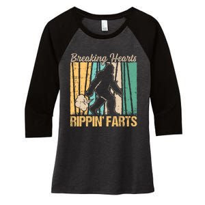 Funny Breaking Hearts Ripping Farts Sasquatch Bigfoot Women's Tri-Blend 3/4-Sleeve Raglan Shirt