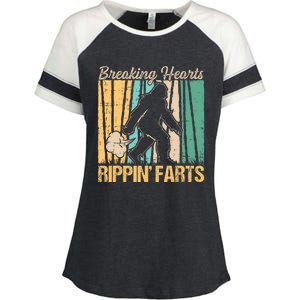 Funny Breaking Hearts Ripping Farts Sasquatch Bigfoot Enza Ladies Jersey Colorblock Tee