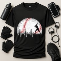 Funny Baseball Heartbeat Baseball Player Cooling Performance Crew T-Shirt