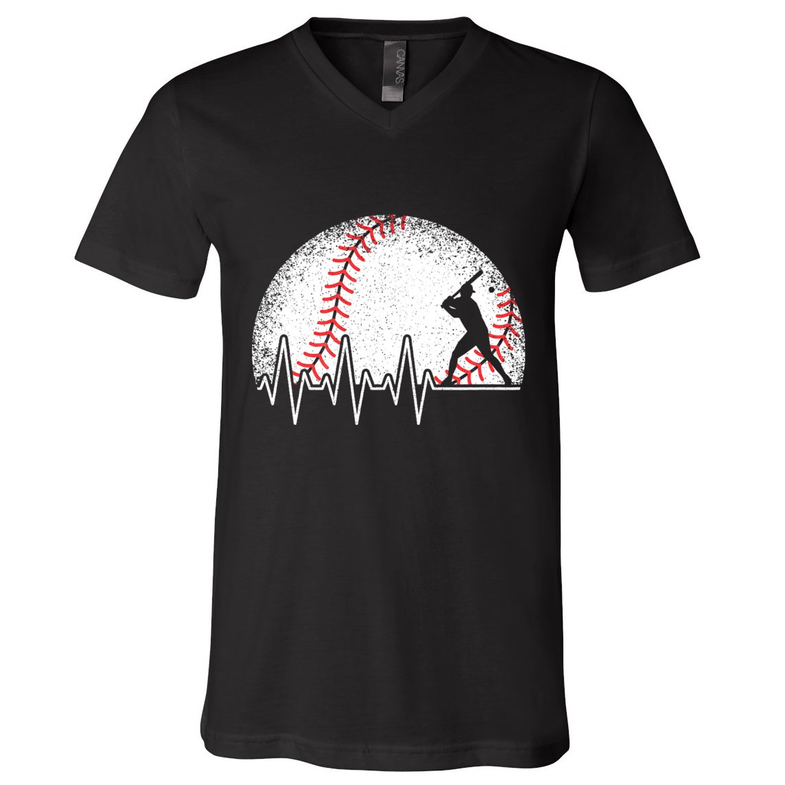 Funny Baseball Heartbeat Baseball Player V-Neck T-Shirt