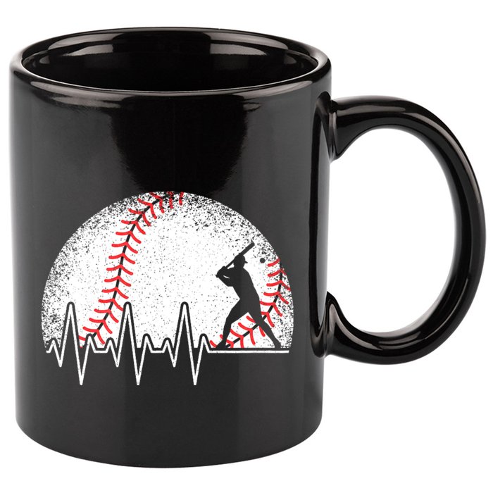Funny Baseball Heartbeat Baseball Player 11oz C Handle Ceramic Mug
