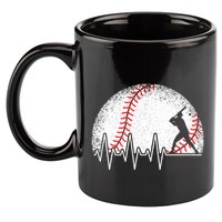 Funny Baseball Heartbeat Baseball Player 11oz C Handle Ceramic Mug