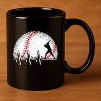 Funny Baseball Heartbeat Baseball Player 11oz C Handle Ceramic Mug