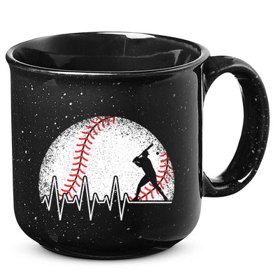 Funny Baseball Heartbeat Baseball Player 15oz Campfire Ceramic Mug
