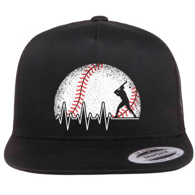 Funny Baseball Heartbeat Baseball Player Flatbill Hat