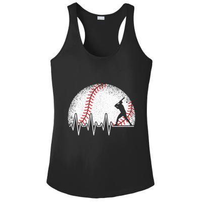 Funny Baseball Heartbeat Baseball Player Ladies PosiCharge Competitor Racerback Tank