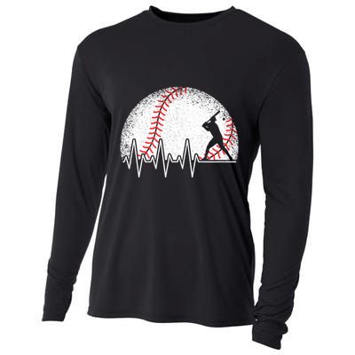 Funny Baseball Heartbeat Baseball Player Cooling Performance Long Sleeve Crew