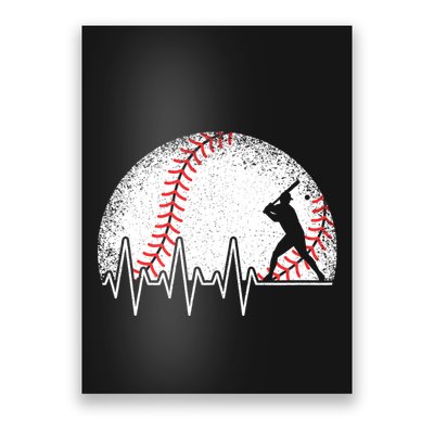 Funny Baseball Heartbeat Baseball Player Poster