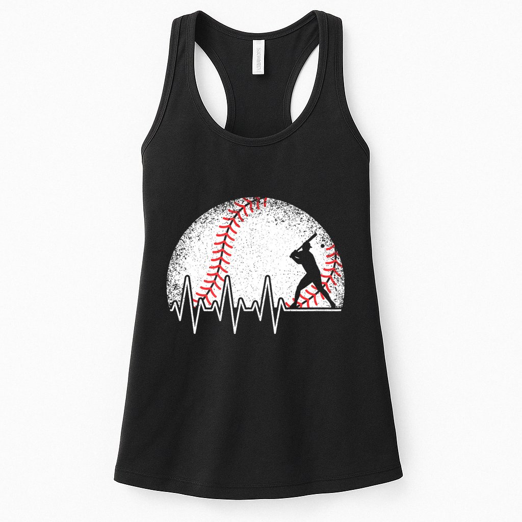 Funny Baseball Heartbeat Baseball Player Womens Tank Top