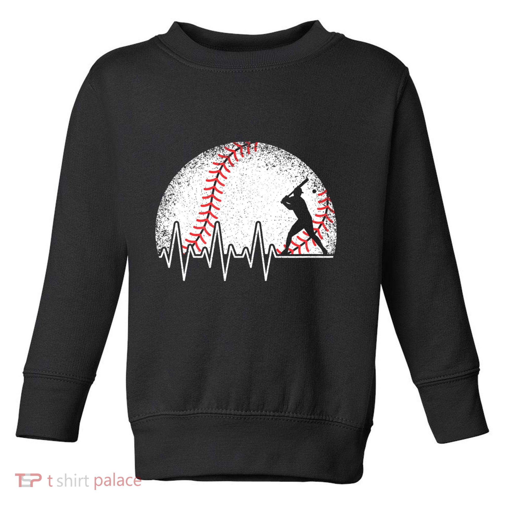 Funny Baseball Heartbeat Baseball Player Toddler Sweatshirt