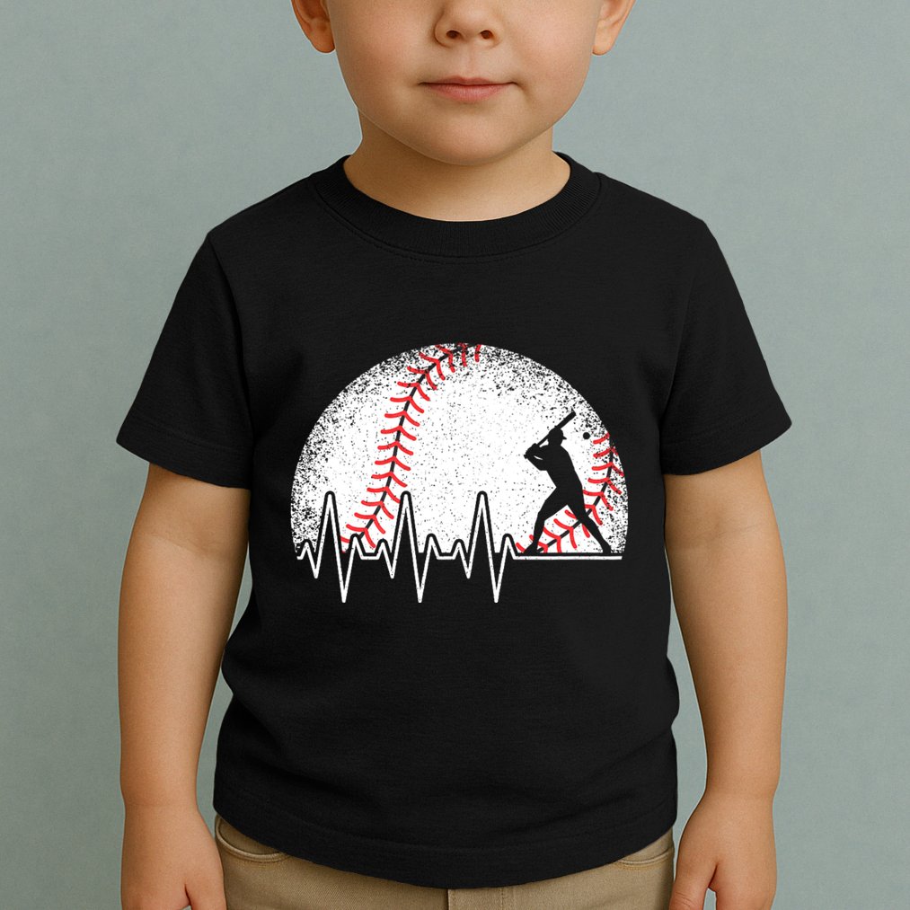 Funny Baseball Heartbeat Baseball Player Toddler T-Shirt