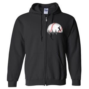 Funny Baseball Heartbeat Baseball Player Full Zip Hoodie