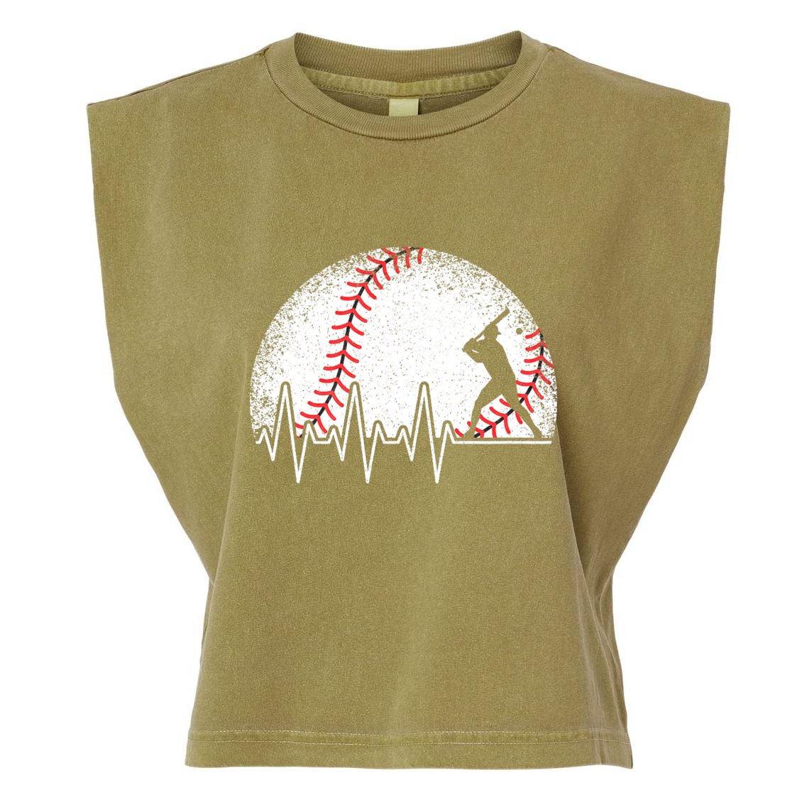 Funny Baseball Heartbeat Baseball Player Garment-Dyed Women's Muscle Tee