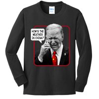 Funny Biden Hows The Weather In China Kids Long Sleeve Shirt