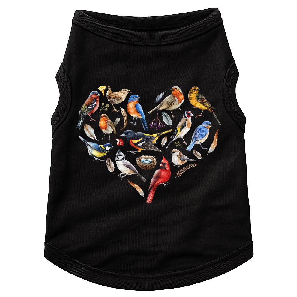 Forest Bird Heart Watching Cardinal Goldfinch Wren Chickadee Doggie Tank