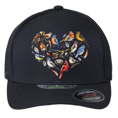 Forest Bird Heart Watching Cardinal Goldfinch Wren Chickadee Flexfit Unipanel Trucker Cap