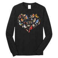Forest Bird Heart Watching Cardinal Goldfinch Wren Chickadee Long Sleeve Shirt