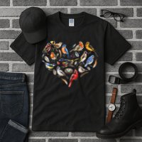 Forest Bird Heart Watching Cardinal Goldfinch Wren Chickadee Tall T-Shirt