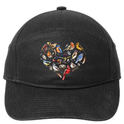 Forest Bird Heart Watching Cardinal Goldfinch Wren Chickadee 7-Panel Snapback Hat