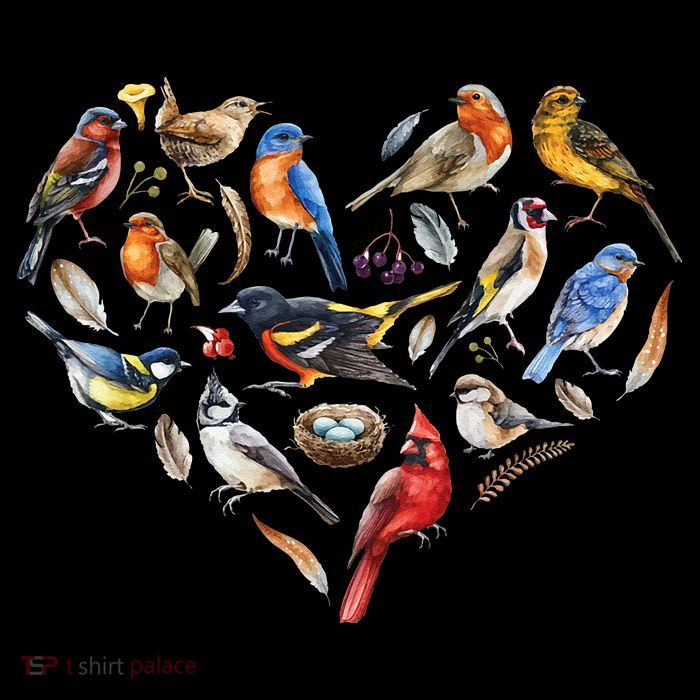 Forest Bird Heart Watching Cardinal Goldfinch Wren Chickadee Mug