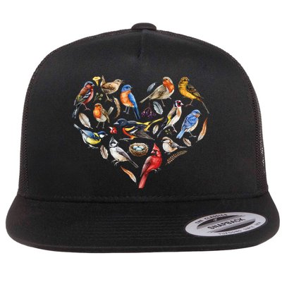 Forest Bird Heart Watching Cardinal Goldfinch Wren Chickadee Flatbill Hat