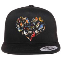 Forest Bird Heart Watching Cardinal Goldfinch Wren Chickadee Flat Bill Trucker Hat