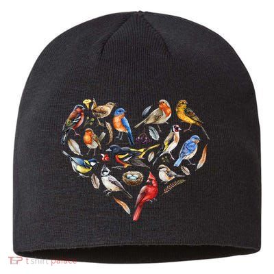 Forest Bird Heart Watching Cardinal Goldfinch Wren Chickadee Sustainable Beanie