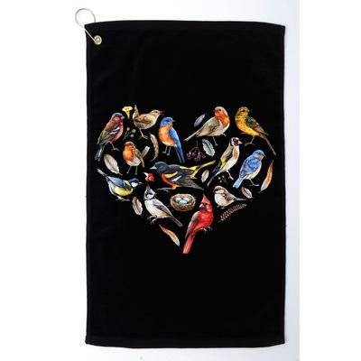 Forest Bird Heart Watching Cardinal Goldfinch Wren Chickadee Golf Towel