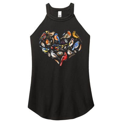 Forest Bird Heart Watching Cardinal Goldfinch Wren Chickadee Women's Perfect Tri Rocker Tank