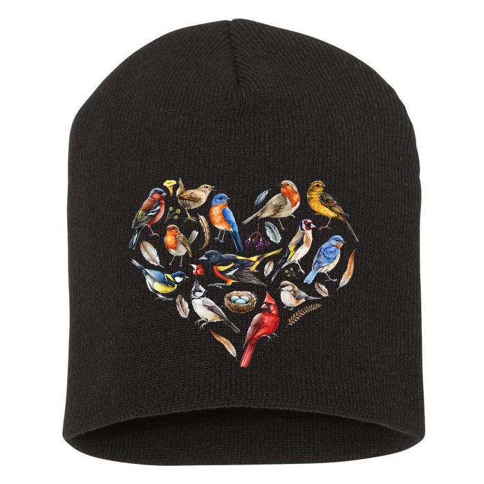 Forest Bird Heart Watching Cardinal Goldfinch Wren Chickadee Short Acrylic Beanie