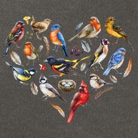 Forest Bird Heart Watching Cardinal Goldfinch Wren Chickadee Cotton Canvas Backpack