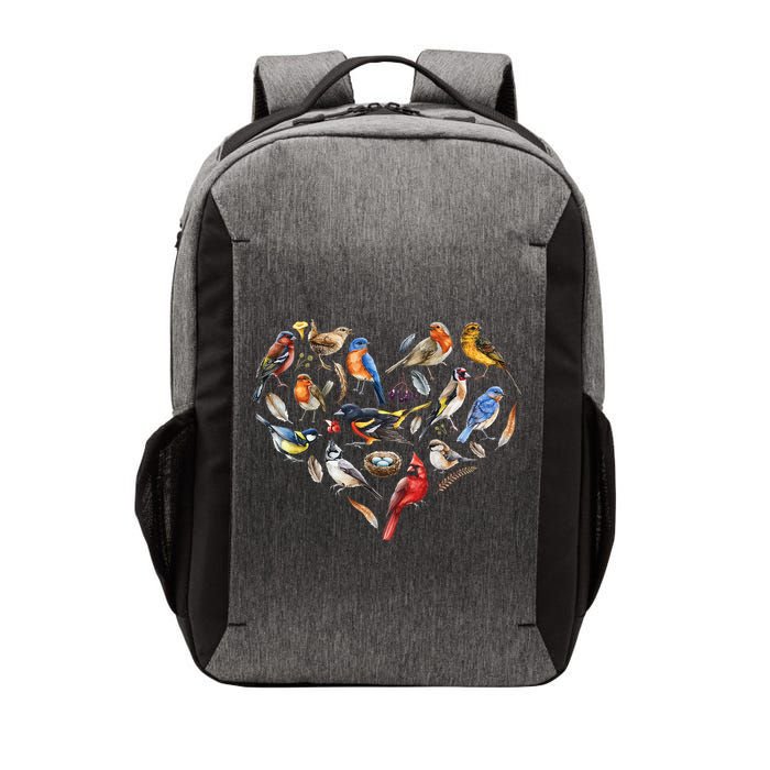 Forest Bird Heart Watching Cardinal Goldfinch Wren Chickadee Vector Backpack